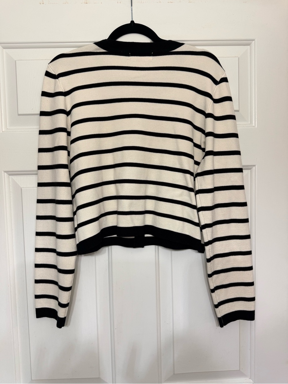 Marled Black and Cream Striped Button-Front Cardigan - Picture 3 of 4